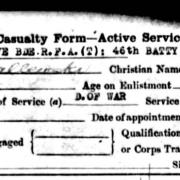 CASUALTY FORM: From Gunner Louis Gallewski's war records