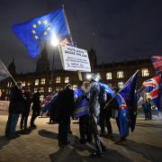 Protesters outside the Houses of Parliament on Monday night Picture: Victoria Jones/PA Wire