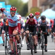 Team Katusha Alpecin's Rick Zabel crosses the finish line to win stage two of the Tour de Yorkshire. PRESS ASSOCIATION Photo. Picture date: Friday May 3, 2019.  See PA story CYCLING Tour de Yorkshire. Photo credit should read: Martin Rickett/PA Wire.