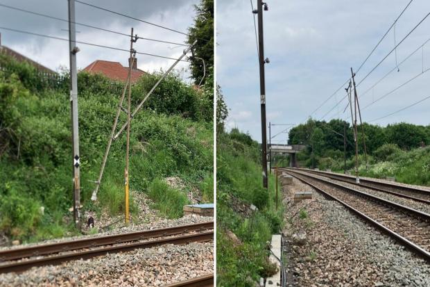 Overhead wire damage near Chester-le-Street.