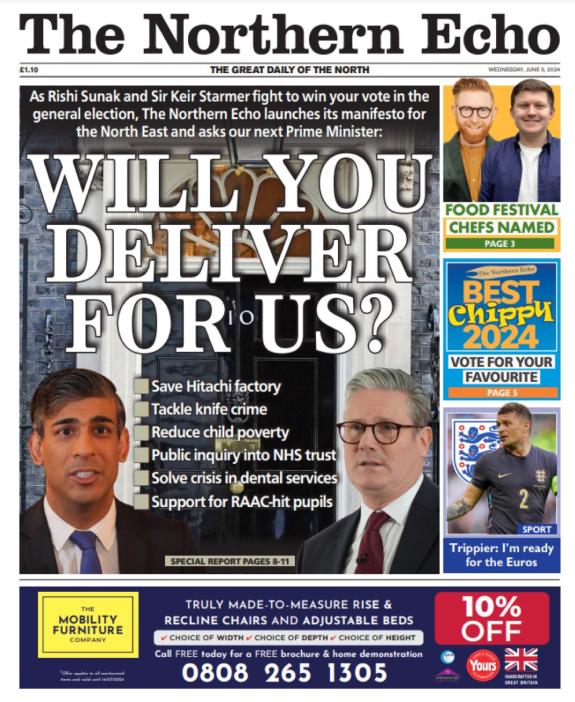 The Northern Echo: The Northern Echo front page The Northern Echo: The Northern Echo front page