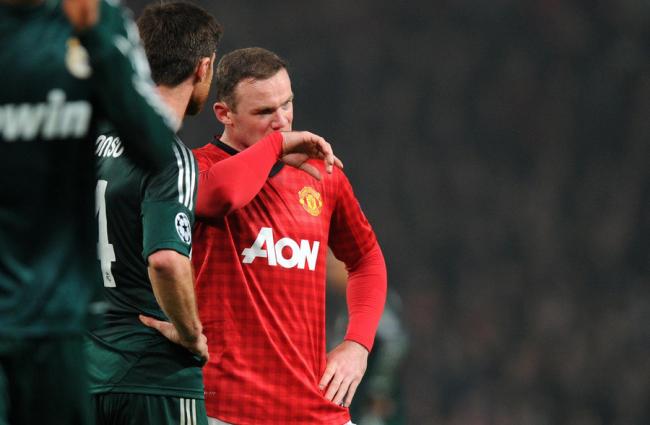 Manchester United's Wayne Rooney shows his dejection after a missed chance against Real Madrid