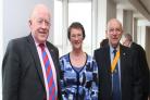 Rotarian Alasdair MacConachie with Darlington Council’s chief executive Ada Burns and Rotary Club vice president Ken Young
