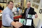 TICKET GIFTS: Geoff O'Hehir donates two tickets to Spennymoor Town director Billy Beasley