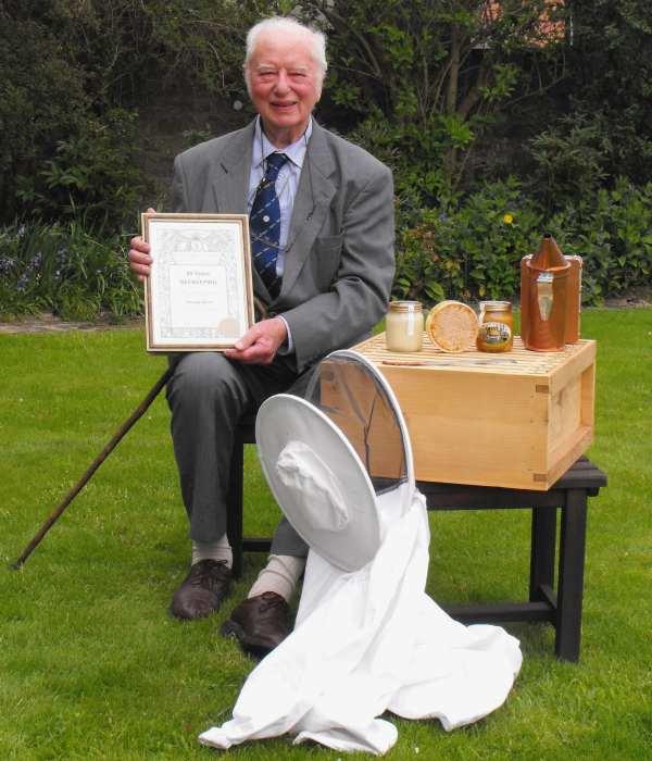 George Birks at a dinner to celebrate his 80 years service to beekeeping