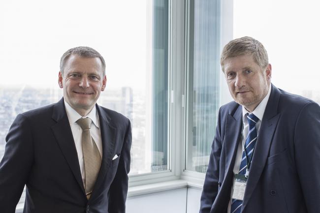 DEAL  AGREED: Professor Dr Uwe Krueger, Atkins’ chief executive, left, and Helmut Engelbrecht, Urenco chief executive, join forces to deliver the capital investment programme