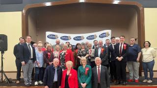 Joy Allen with Labour members following her re-election as Durham Police & Crime Commissioner on May 2