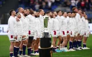 England's Nick Isiekwe lines up with team-mates before the Guinness Six Nations match at Stadio Olimpico in Rome, Italy. Picture: PA