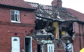 Emergency services at the scene in Whickham Street, Roker, Sunderland, where extensive damage has been caused to a property following a gas explosion. Credit: Tyne and Wear Fire and Rescue Service/PA