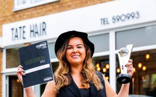 Kelly Rowney of Tate Hair in Stainton Village with her award. Picture: STUART BOULTON