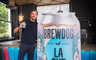 Peter Crouch launches a new lager-stout with BrewDog. Credit: BrewDog/ Taylor Herring