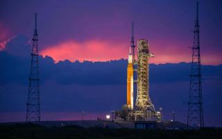 Nasa’s Space Launch System (SLS) rocket with the Orion spacecraft aboard. Picture: PA