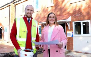 Jill Robinson, Head of Sales and Marketing at Karbon Homes on site at Willow Grange with Iain Bickerstaff, project manager at Mears