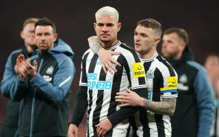 Newcastle United's Bruno Guimaraes (left) and Kieran Trippier look dejected after the Carabao Cup Final match at Wembley Stadium