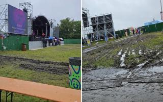 Boggy conditions at the Northern Pride festival on Sunday afternoon shortly before organisers made the decision to close.