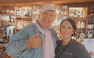 Royston Vacey, better known by his stage name Roy 'Chubby' Brown, was seen posing with staff at The Old Farmhouse pub in Darlington on Wednesday (September 20) Credit: The Old Farmhouse