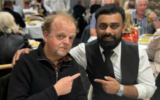 Toby Jones and manager of Spice Lounge Akki Miah