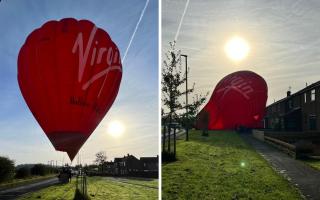 The hot air balloon landed at Tail-Upon-End lane near Bowburn, County Durham,
