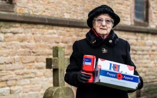 Vera Parnaby at the launch of the poppy appeal in Consett