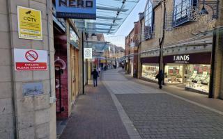 Despite the allure of Black Friday deals on offer from retailers such as JD, the area surrounding Stockton town centre and the Wellington Square shopping centre appeared bare today (November 24) Credit: MICHAEL ROBINSON