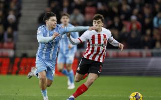 Niall Huggins was injured in the closing stages of Sunderland's defeat to Coventry City