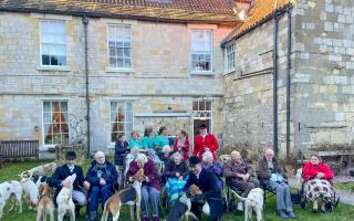 Staff and residents of The Abbey residential home in Old Malton, North Yorkshire, enjoying a visit from the hounds and huntsmen of the Middleton Hunt, in a tradition dating back over 30 years.