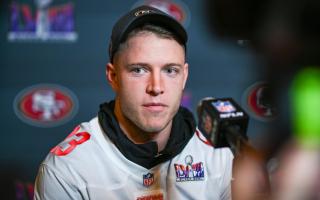 San Francisco 49ers running back Christian McCaffrey during a media day ahead of the Superbowl