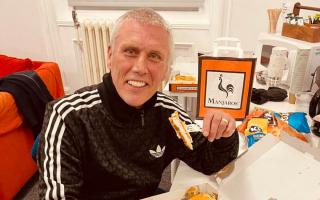 The Happy Mondays band member was pictured on the Manjaros Middlesbrough social media account having finished off a Parmo and chips