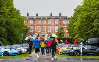 Display of classic Sports Cars against the backdrop of Newby Hall, near Ripon