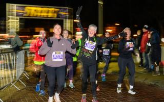 All smiles at the start of the 2025 HogmanHOWAY 5K