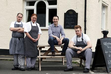 The Northern Echo: Ross Serino, pictured in 2015 with head chef Helen Ripley, sous chef Chris Heywood (left) and CDP Daryl King. Picture: STUART BOULTON 