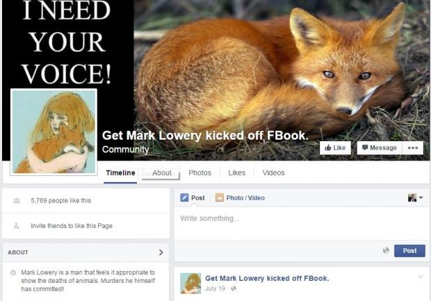 The Northern Echo: A campaign to get Mark Lowery removed from Facebook was launched after he posted pictures of a fox head