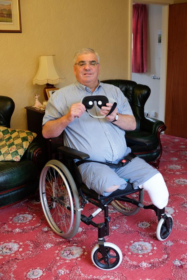David Stoddart, of Barnard Castle, hopes the Noctura 400 sleep mask, created by PolyPhotonix, at NETPark, Sedgefield, can save his sight Picture: Keith Taylor