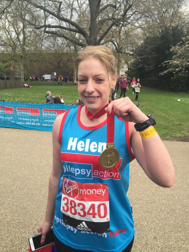 Epilepsy sufferer Helen Race, from Shildon, in County Durham, who ran the London Marathon aid of Epilepsy Action.