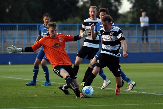 NO SCORE: Liam Hardy was unable to score today for Darlington. Picture: CHRIS BOOTH
