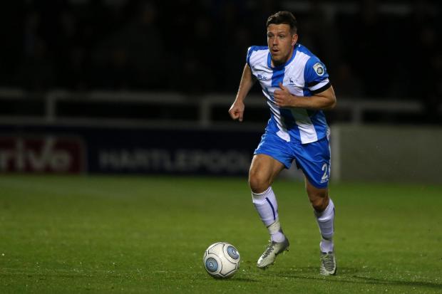 Carl Magnay in action for Hartlepool United.