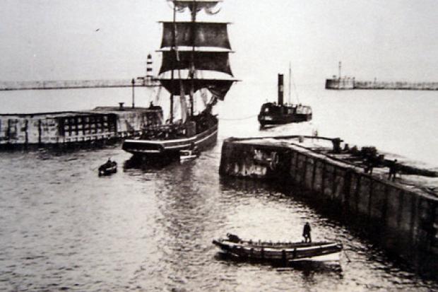 COAL: A collier brig leaves North Dock in Seaham Harbour in 1905