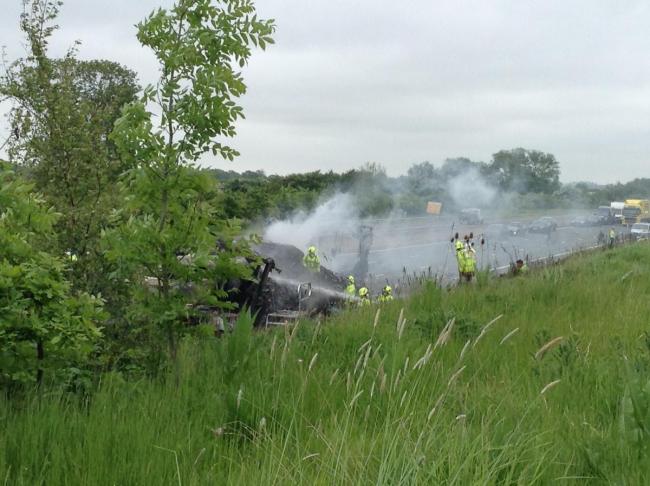 CRASH: The wreckage on the A1