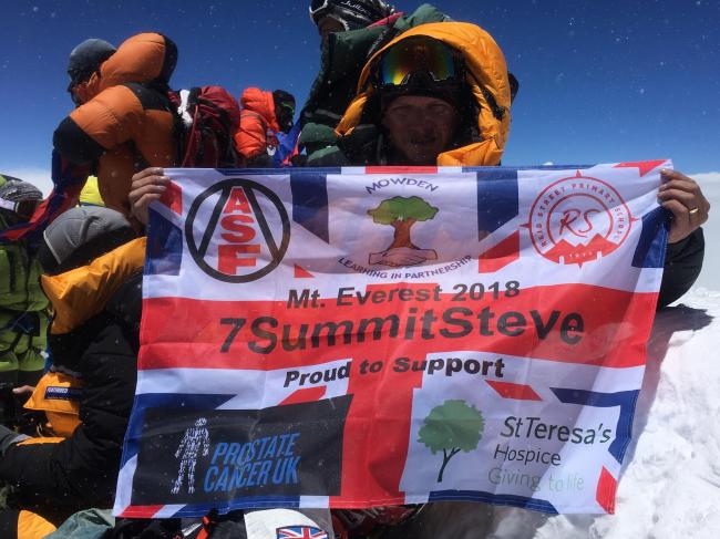 MADE IT: Steve Graham, from Darlington, on the summit of Everest