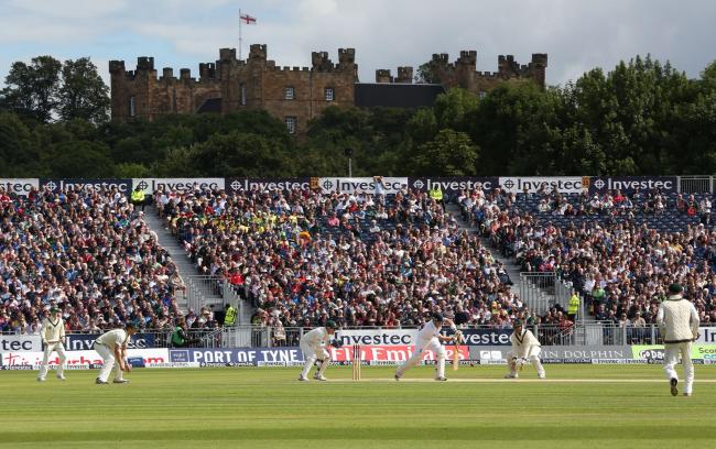 A test match at the Emirates Riverside ground, Chester-le-Street, in front of Lumley Castle.