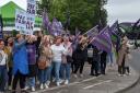 Healthcare assistants striking today (May 20) outside James Cook University Hospital in Middlesbrough Credit: PAUL RILEY