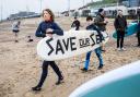 Protesters from Surfers Against Sewage gathered in Saltburn on Saturday